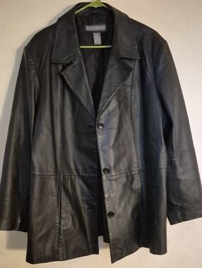 Jessica Holbrook Easy Care Classic Black Leather  Coat